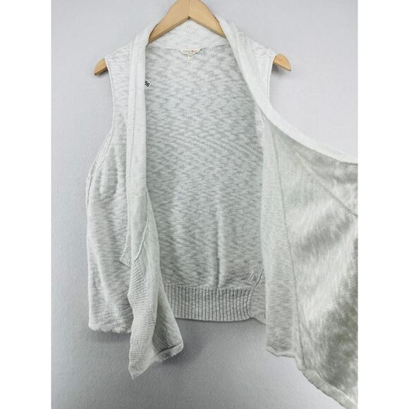 EILEEN FISHER Sweater 1X Organic Cotton Cardigan Vest Drape Open Front White - Picture 4 of 13